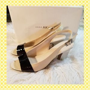 ANNE KLEIN OPEN TOE SLING BACK PUMP HEEL